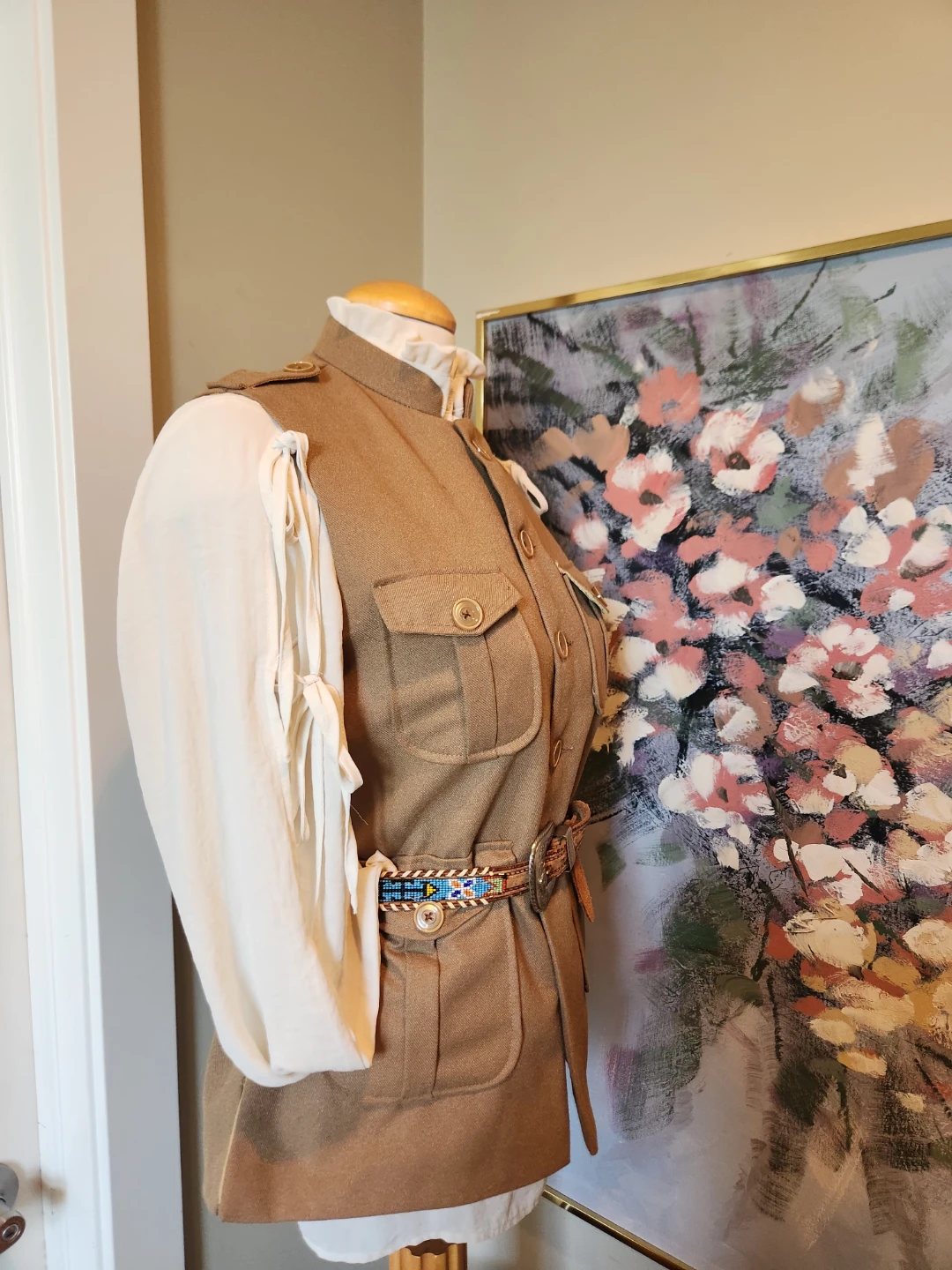VINTAGE Tan WOOL Utility Vest with Multiple Pockets - photo 3