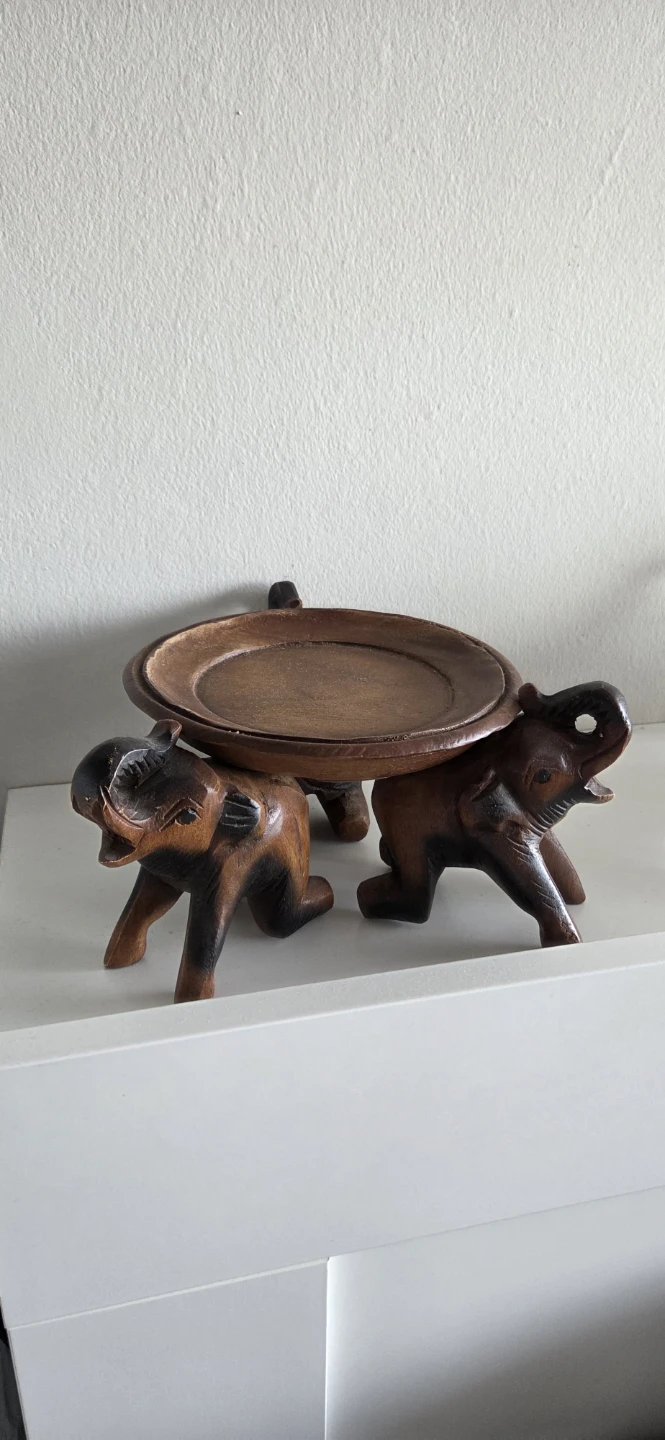 Wooden Elephant Stand Pedestal Dish from Kenya