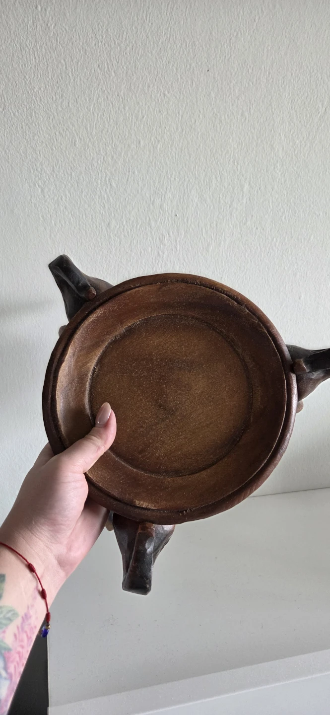 Wooden Elephant Stand Pedestal Dish from Kenya - photo 2