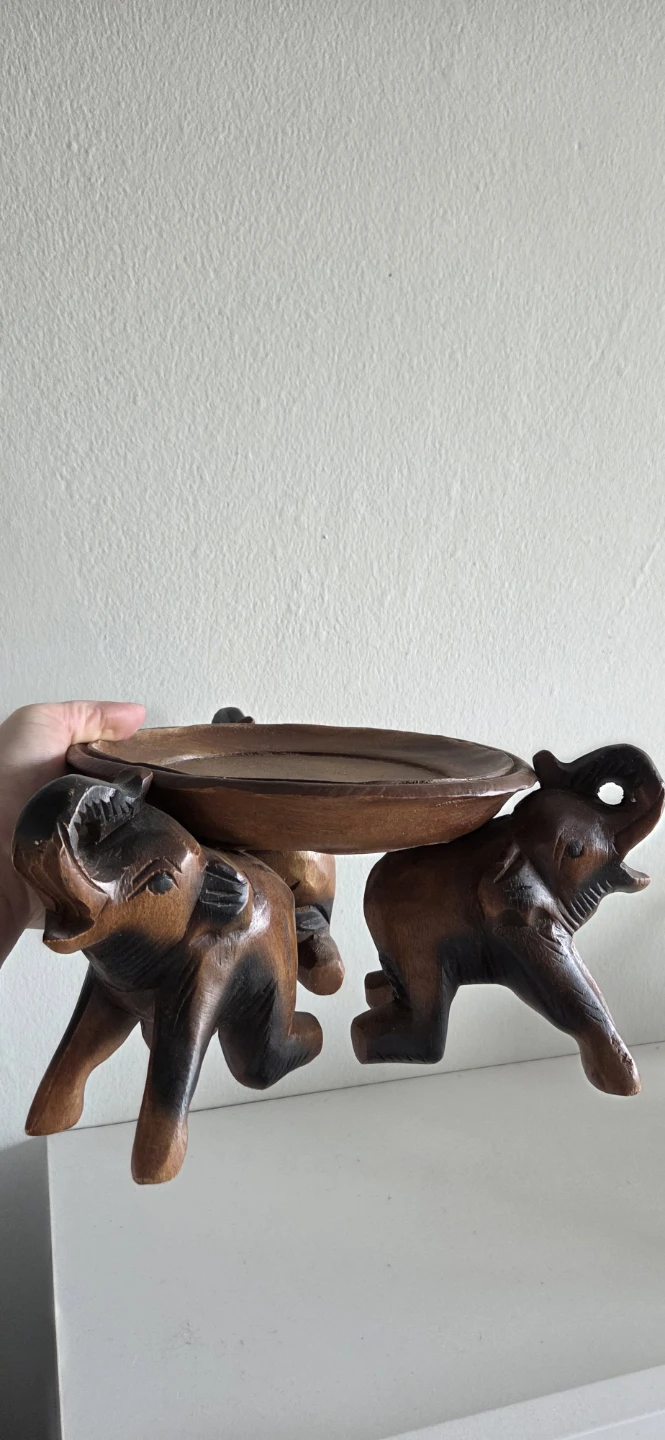 Wooden Elephant Stand Pedestal Dish from Kenya - photo 3