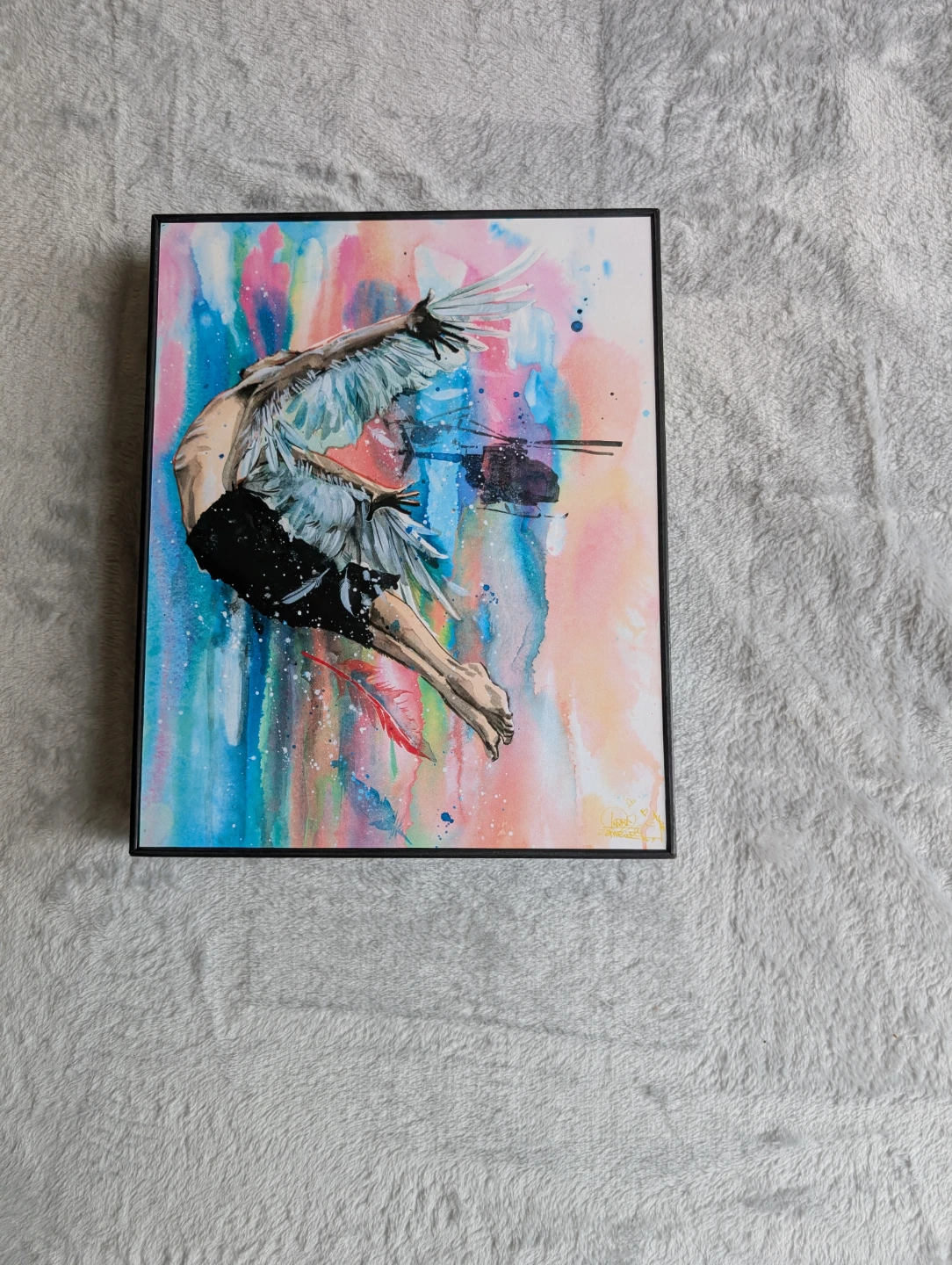 Framed Art Print -Flying Man by Lora Zombie signed - photo 3