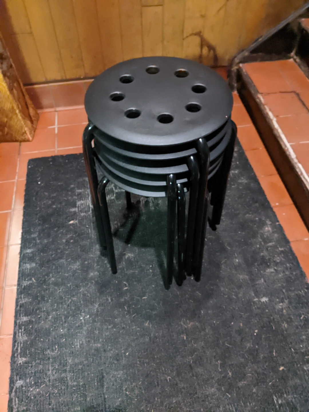 Set of 5 Black Stackable Stools