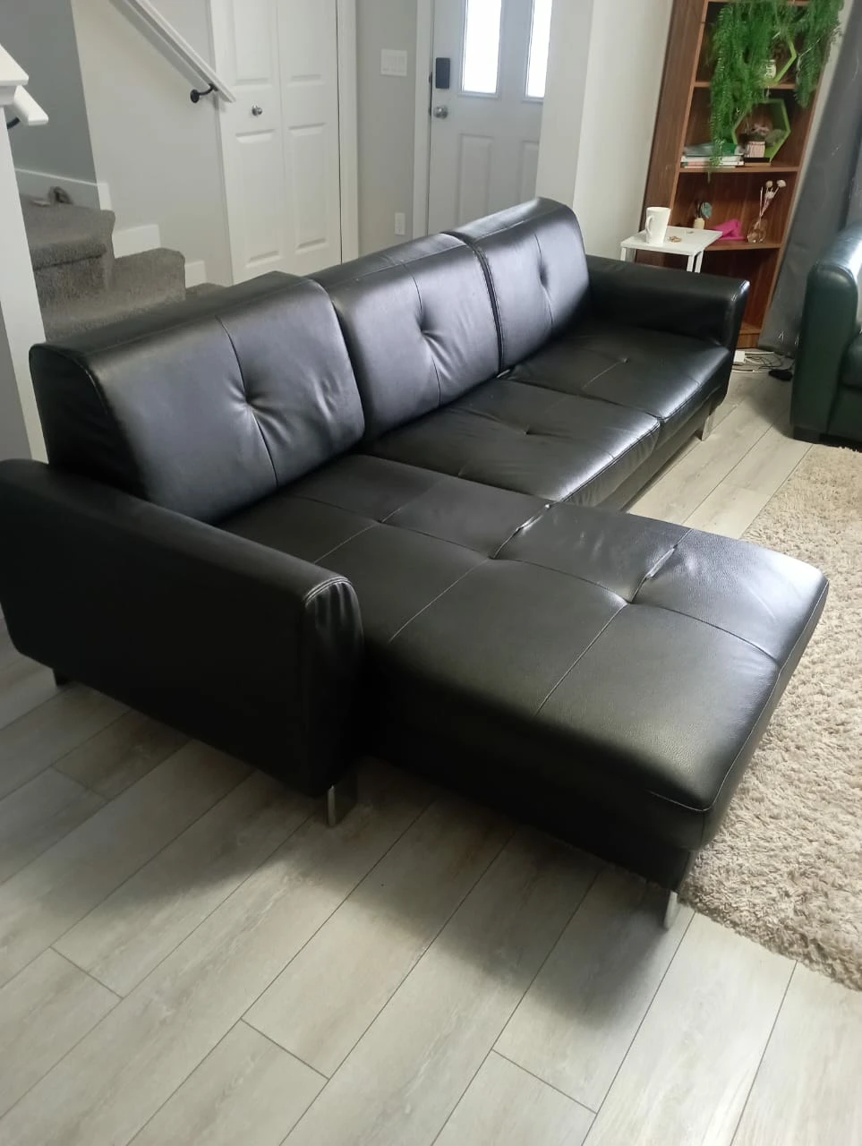 Black Faux Leather Sectional Sofa