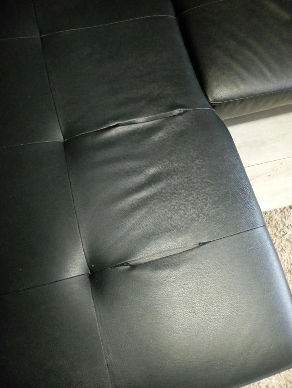 Black Faux Leather Sectional Sofa - photo 3