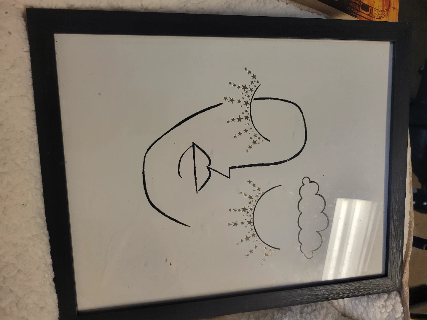 Framed Line Art with Star Embellishments