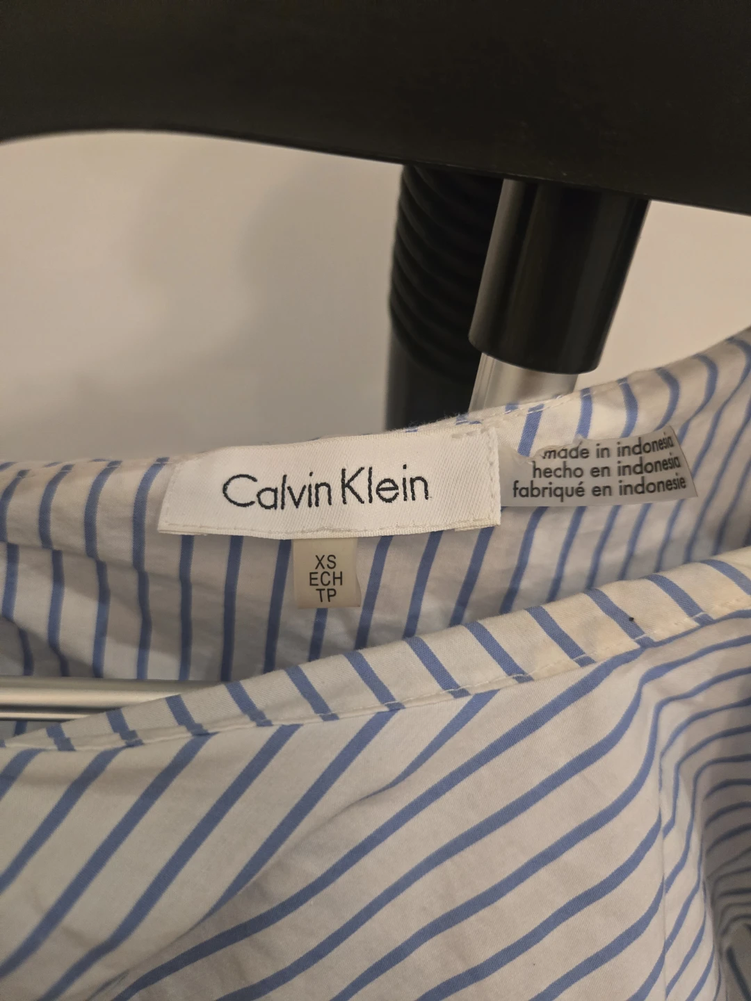 Calvin Klein Blue and White Striped Ruffle Blouse - XS - photo 2