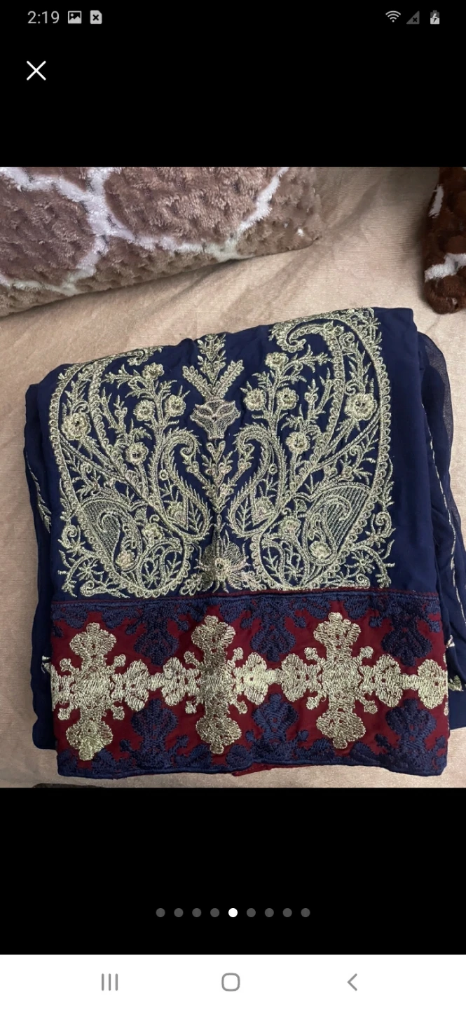 Navy Blue Embroidered Kurti with Pants - photo 2