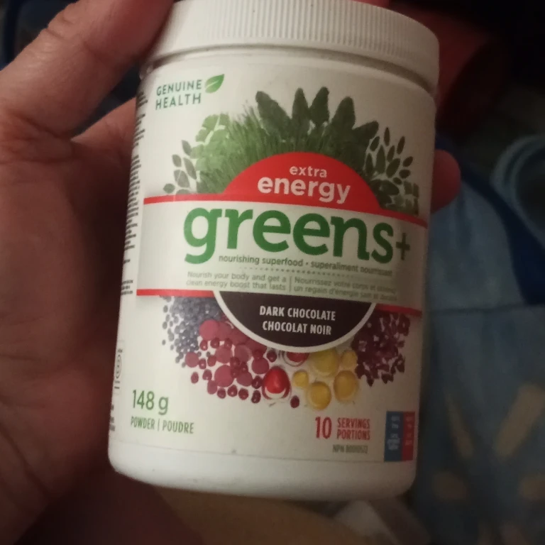 Genuine Health Greens+ Extra Energy Powder - Dark Chocolate