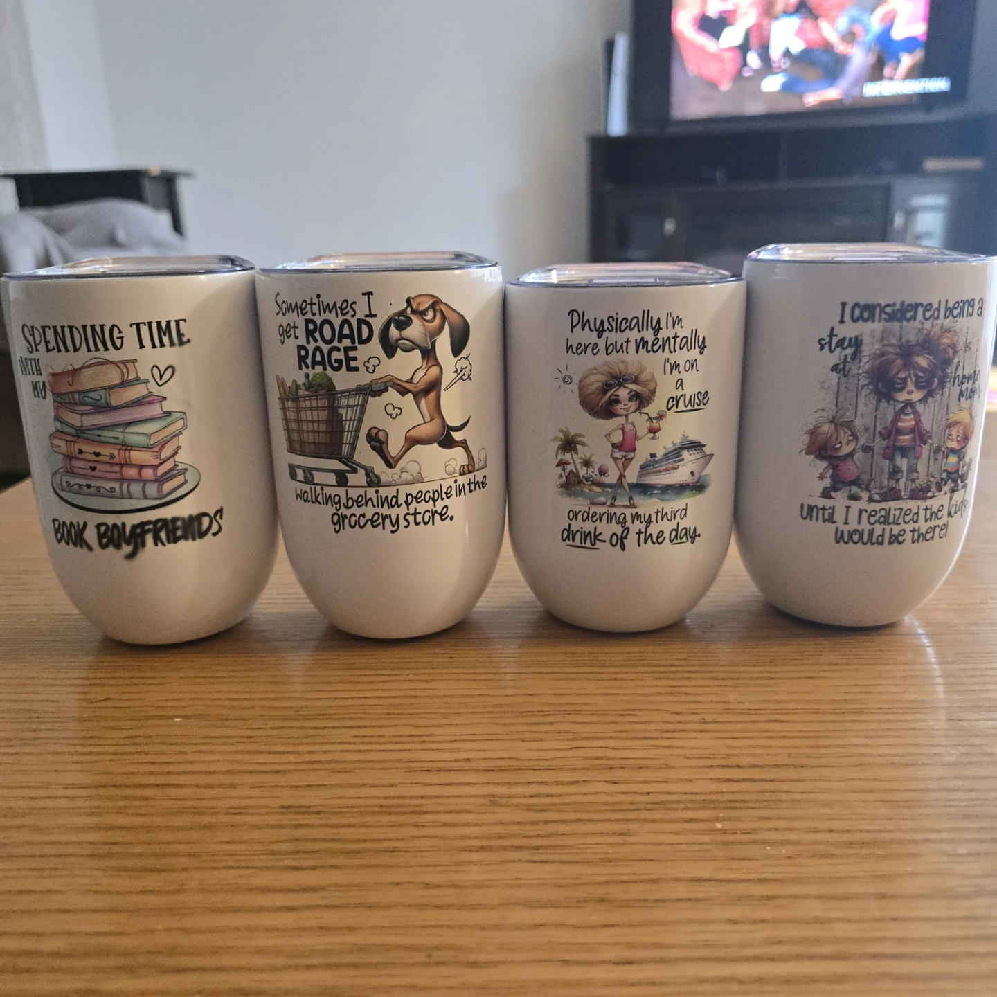 Set of 4 Tumblers with Humorous Sayings
