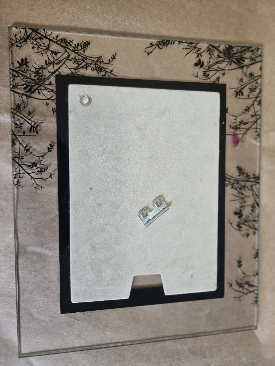 Glass Picture Frame with Floral Design, missing back stand - photo 2