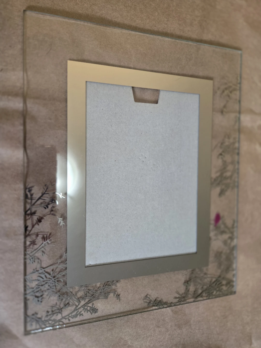 Glass Picture Frame with Floral Design, missing back stand - photo 4
