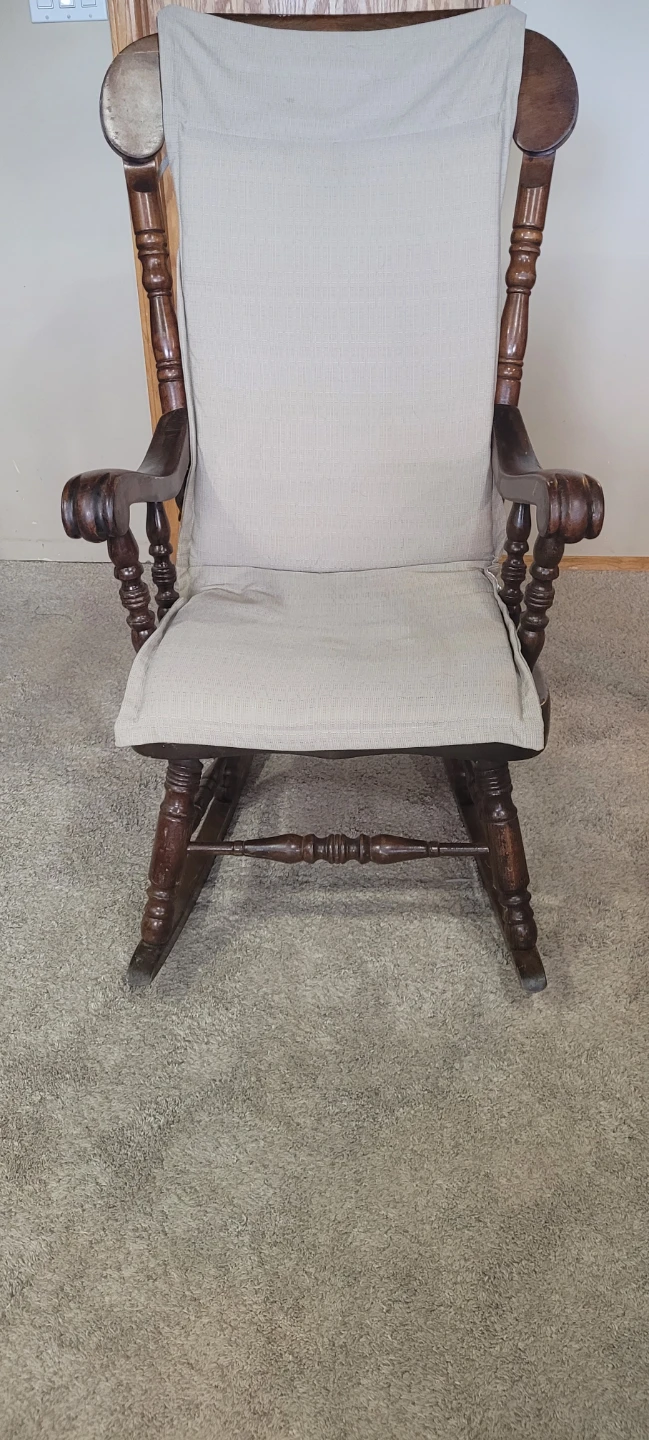 Vintage Wooden Rocking Chair with Cushions