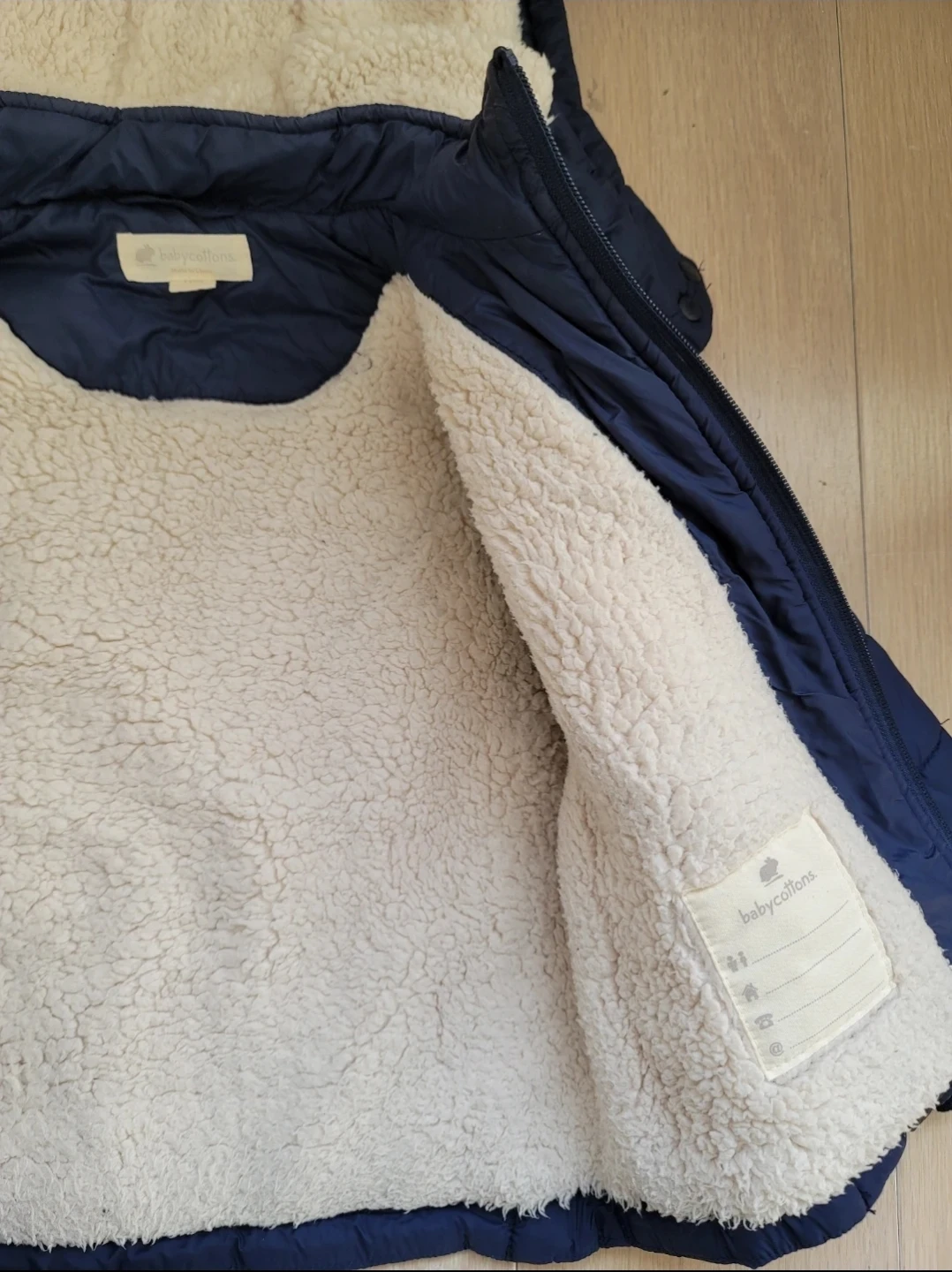 Baby Cotton Navy Puffer Vest with Detachable Sleeves and Hood 3y - photo 4