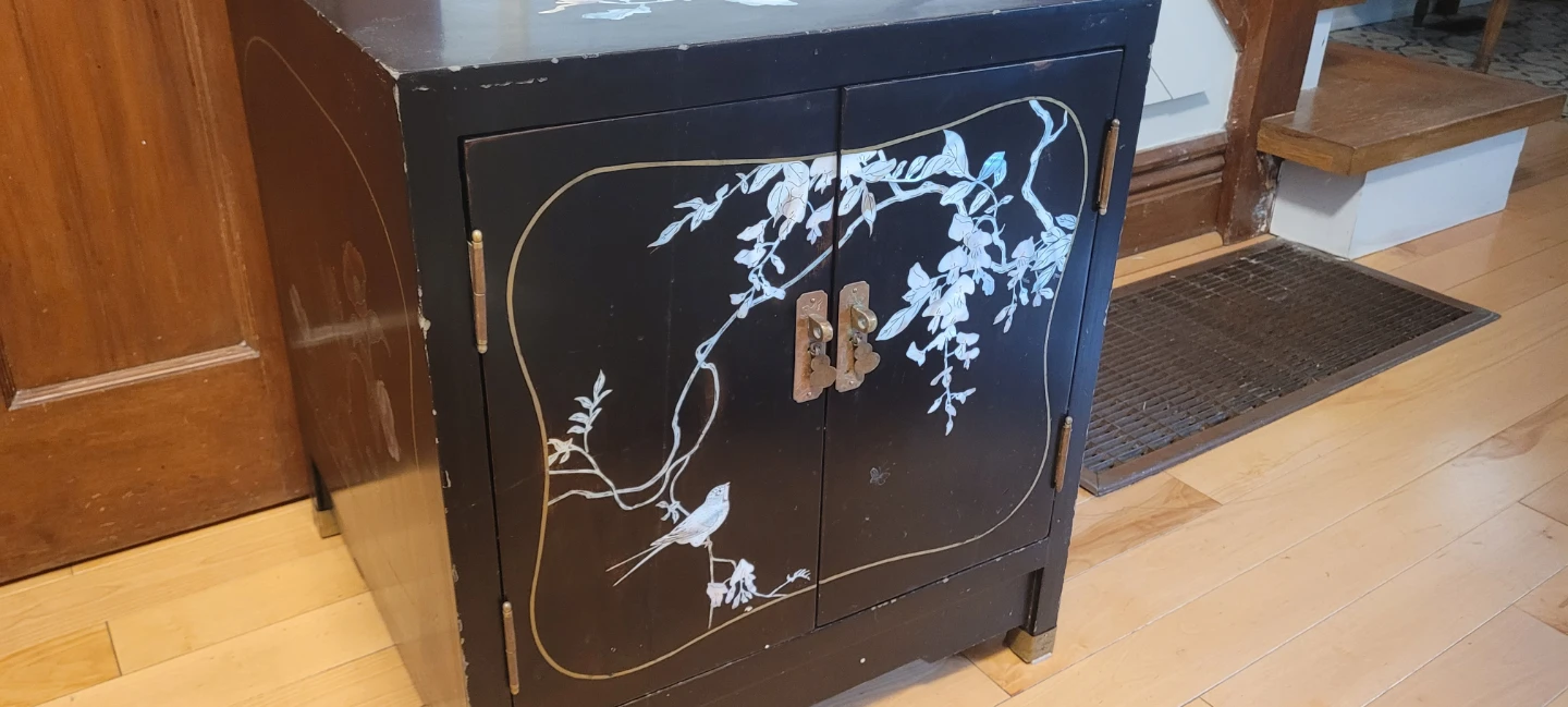 Black Lacquer Cabinet with Mother-of-Pearl Inlay - photo 2