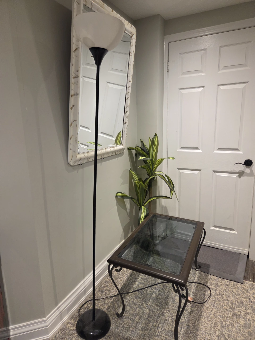 Floor Lamp with White Frosted Shade