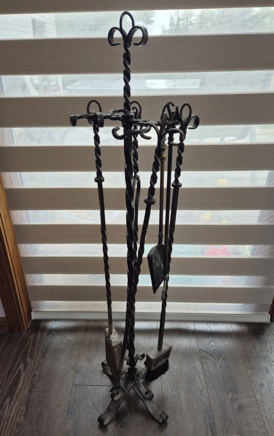 Vintage Wrought Iron Fireplace Tool Set