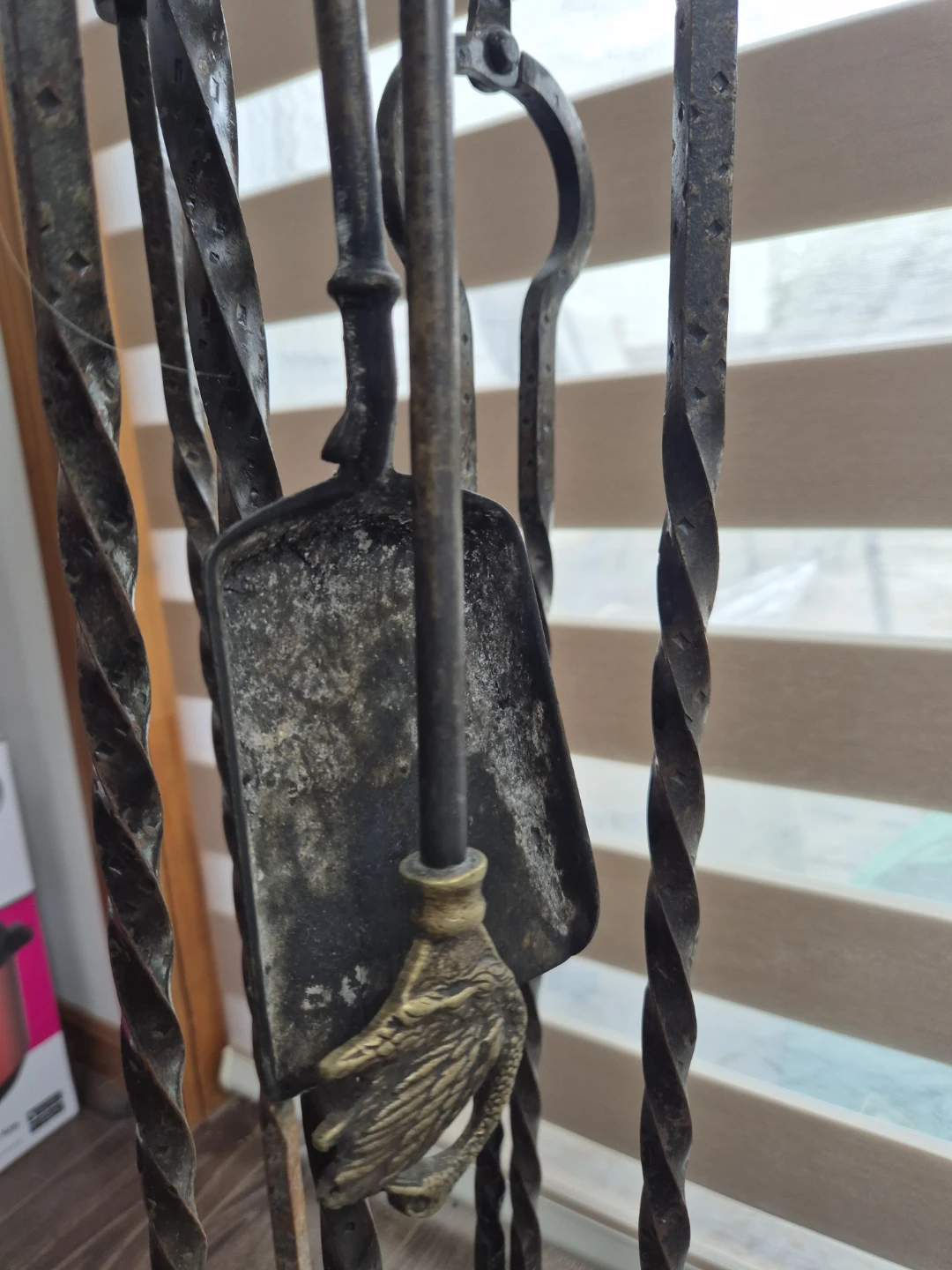 Vintage Wrought Iron Fireplace Tool Set - photo 2