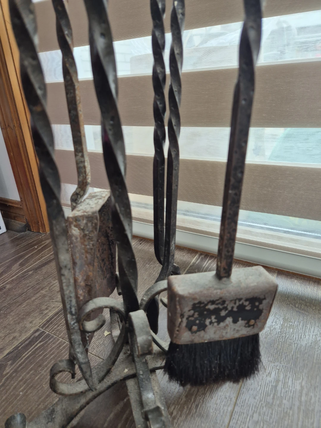 Vintage Wrought Iron Fireplace Tool Set - photo 3
