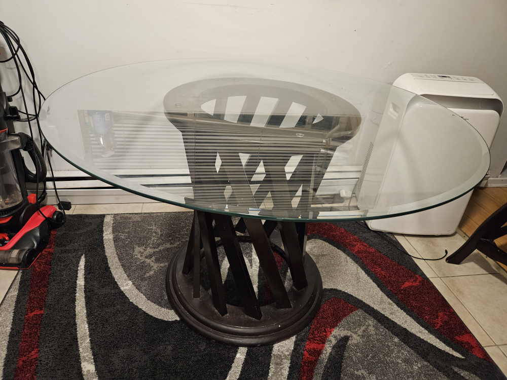 Glass Top Dining Table with Wooden Pedestal Base - photo 5