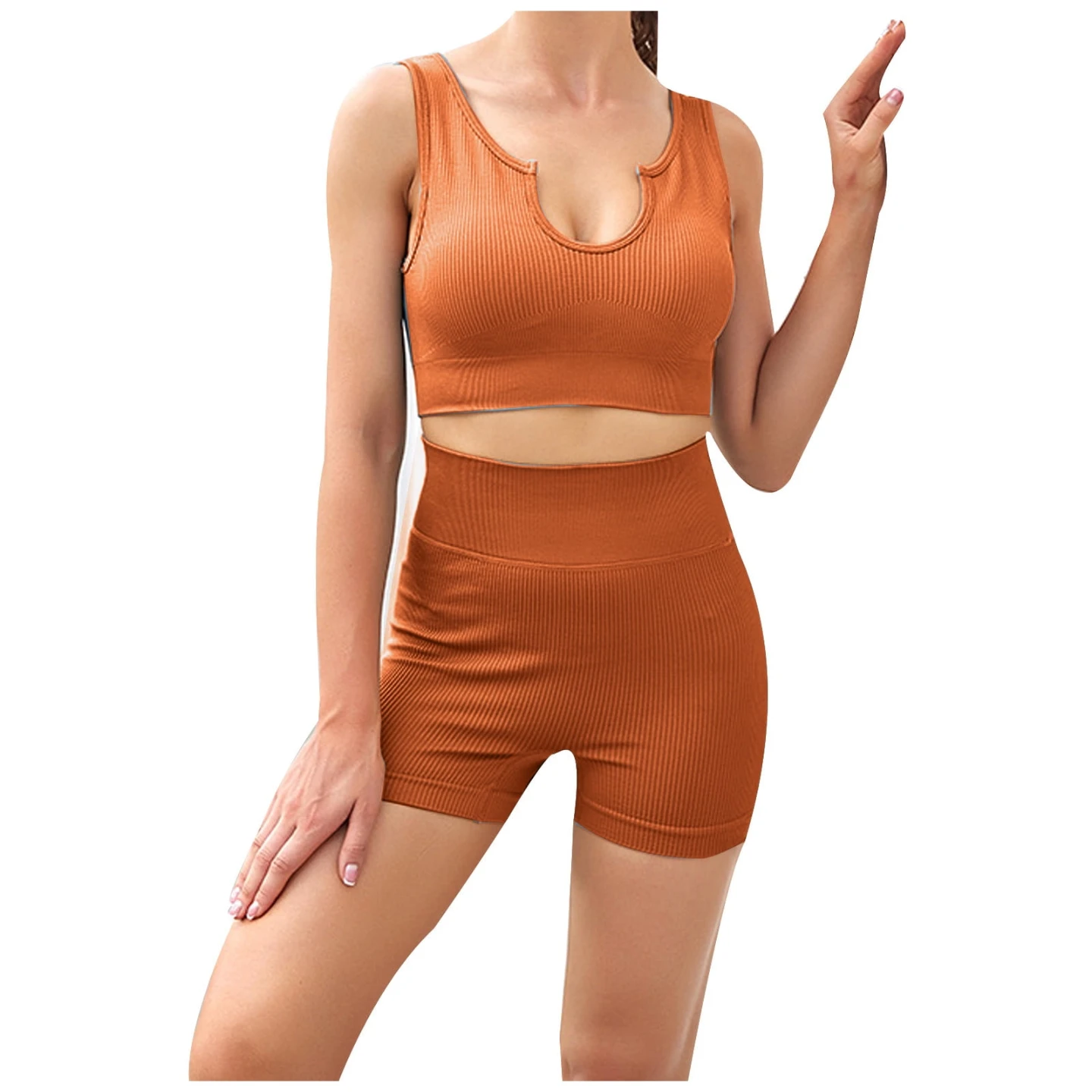 Ribbed Activewear Set - Top & Shorts (Small-Medium)