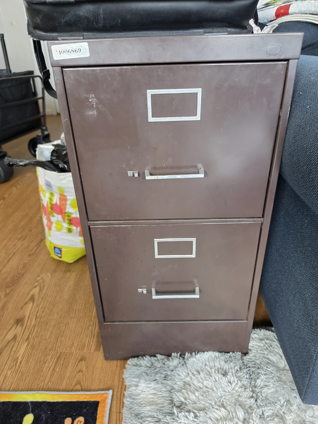 2-Drawer Metal Filing Cabinet - Brown