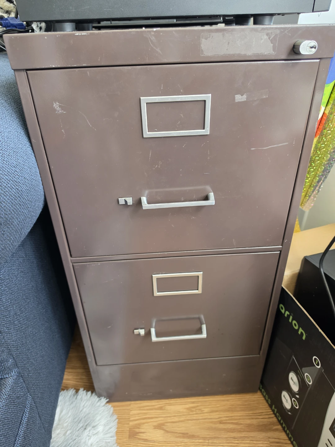 2-Drawer Metal Filing Cabinet - Brown - photo 2