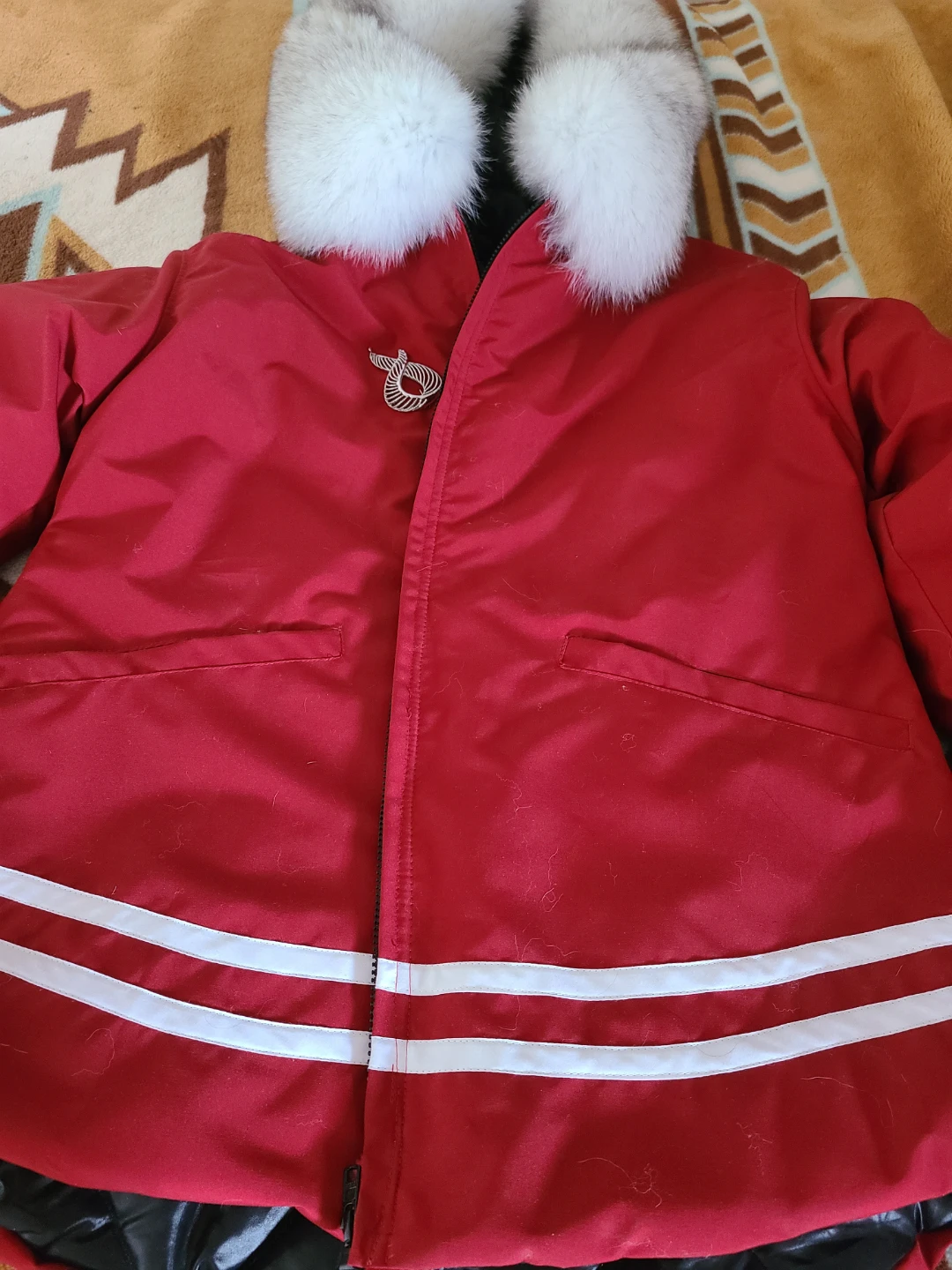Red Parka with Fur Trim