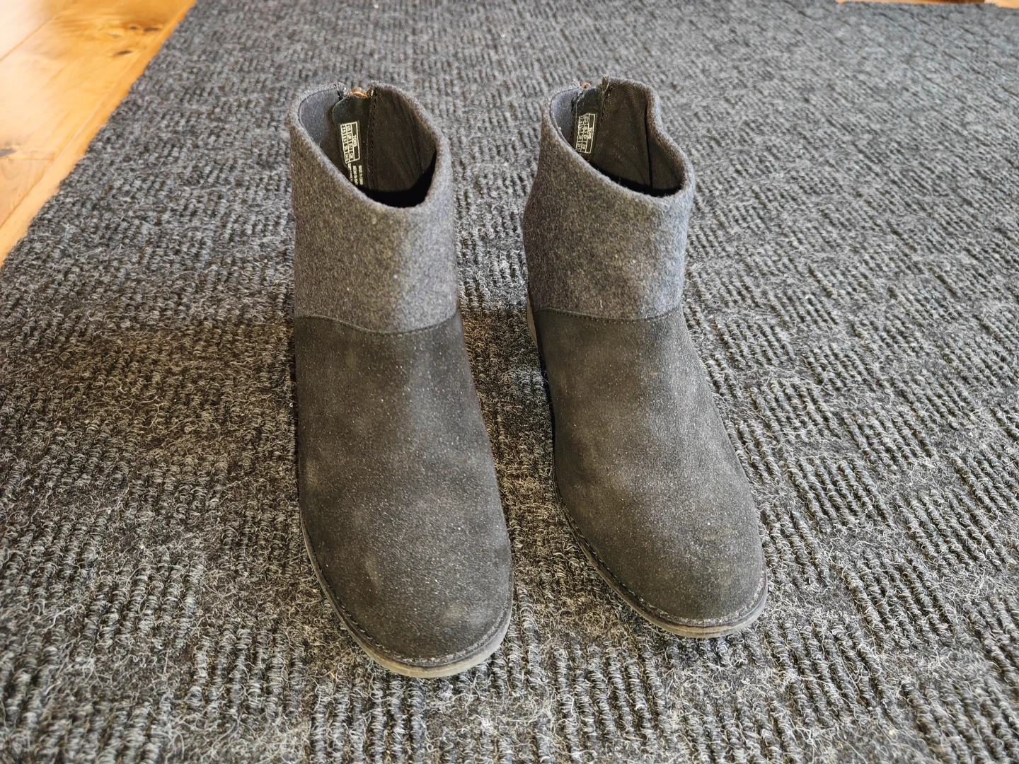 TOMS Deia Black Suede & Grey Wool Block Heel Booties - Size 7.5 - photo 2