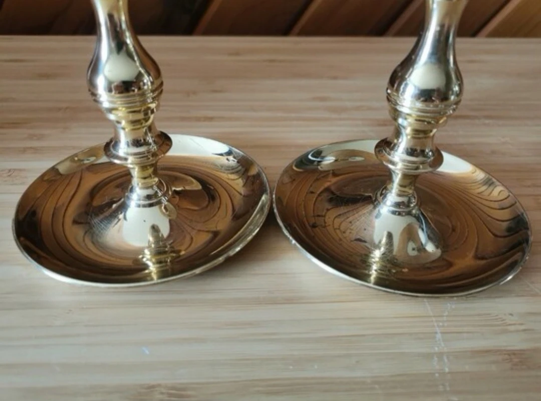 Vintage Baldwin Brass Saucer Base Candlestick Holders Set of 2 - photo 4