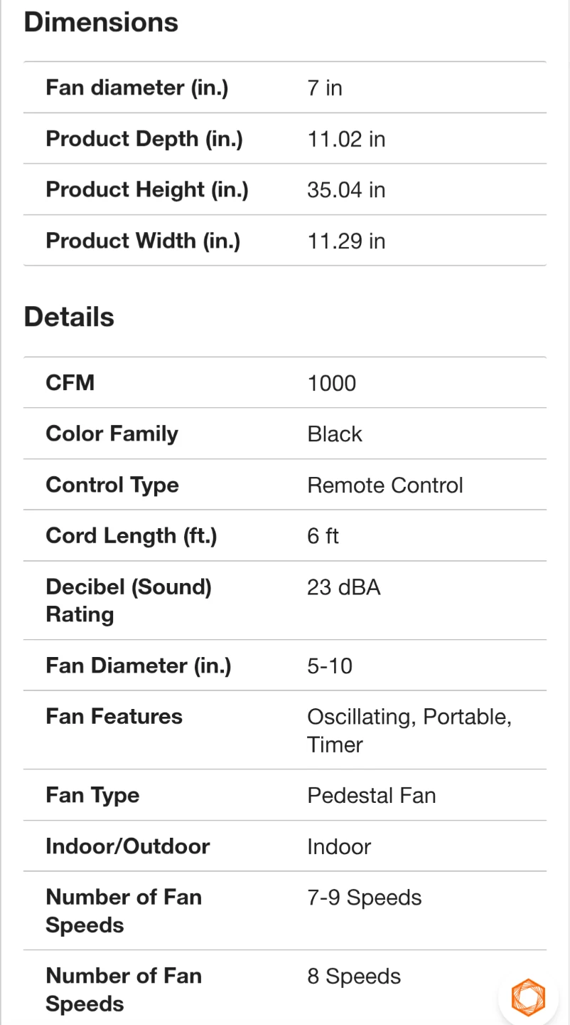 Dreo Pedestal Fan - 7 inch, 8 Speeds, Black - photo 4