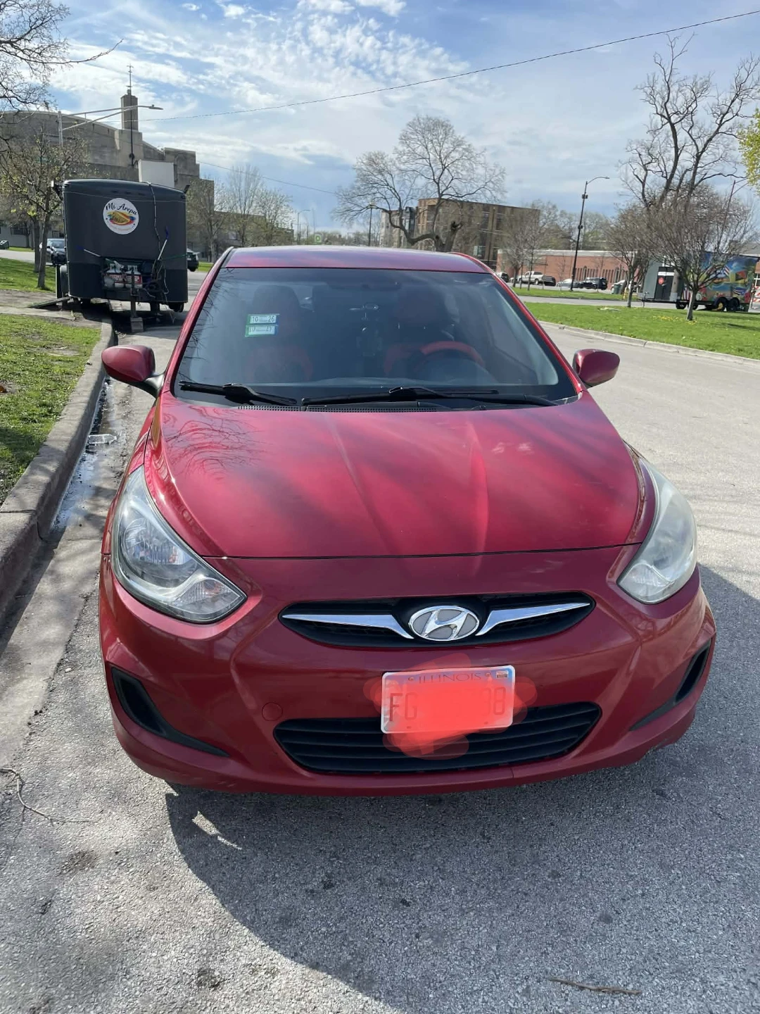 Red Hyundai Accent Sedan