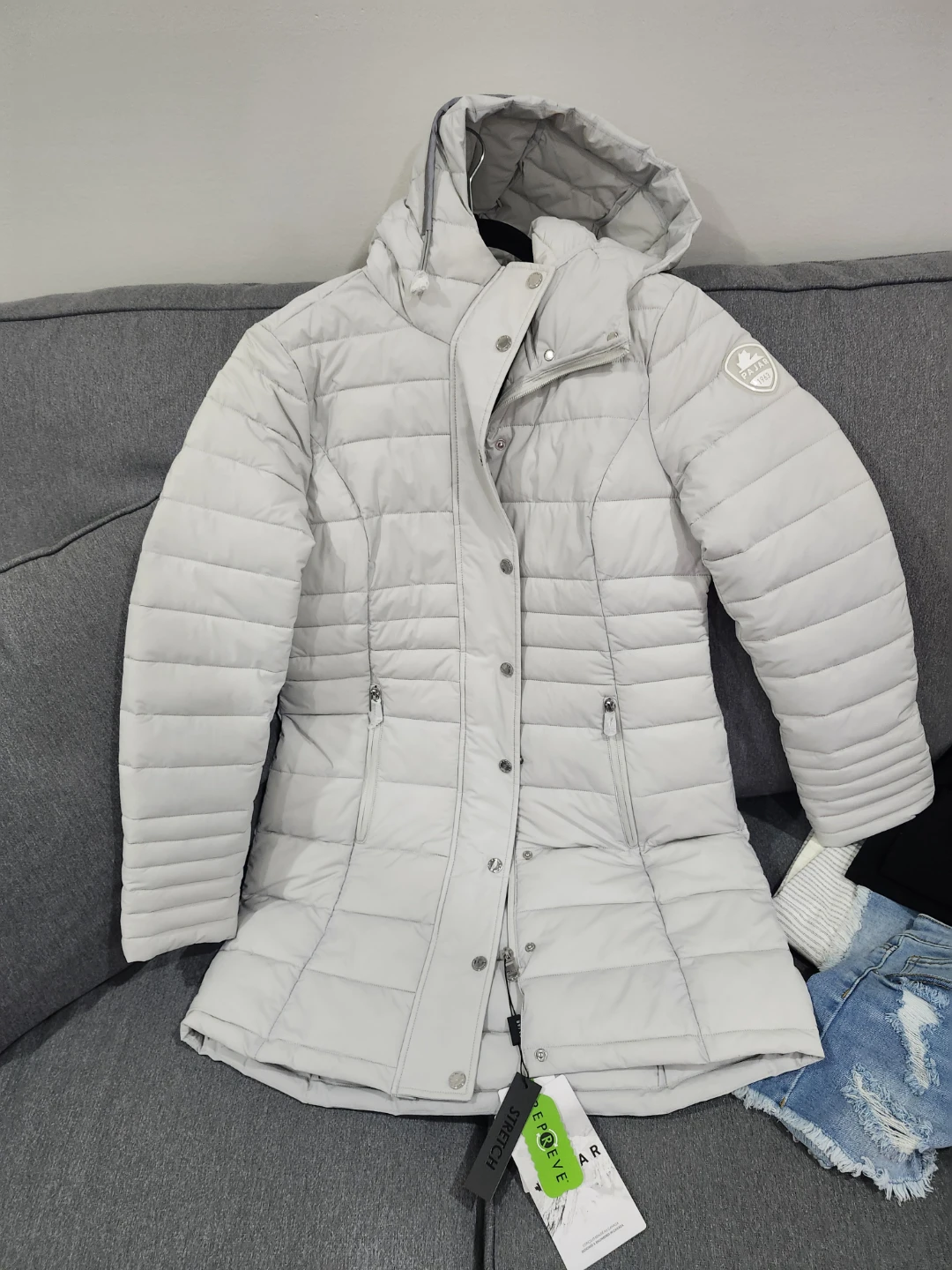 Pajar Women's Light Grey Hooded Winter Jacket