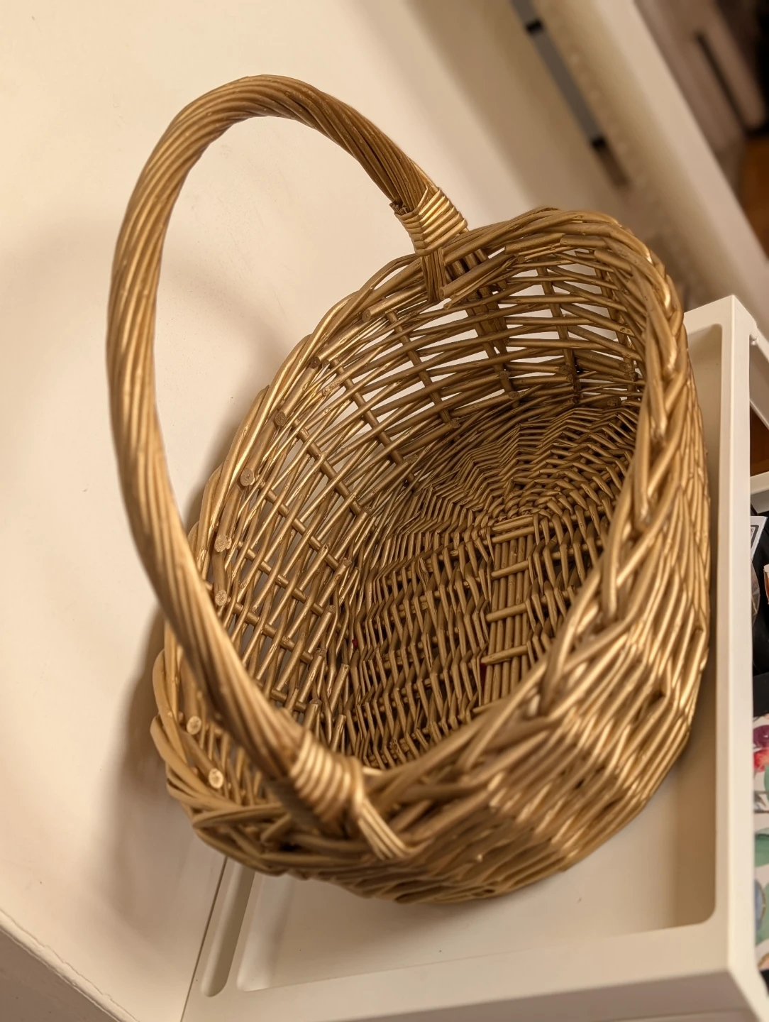 Gold Wicker Basket with Handle - photo 3