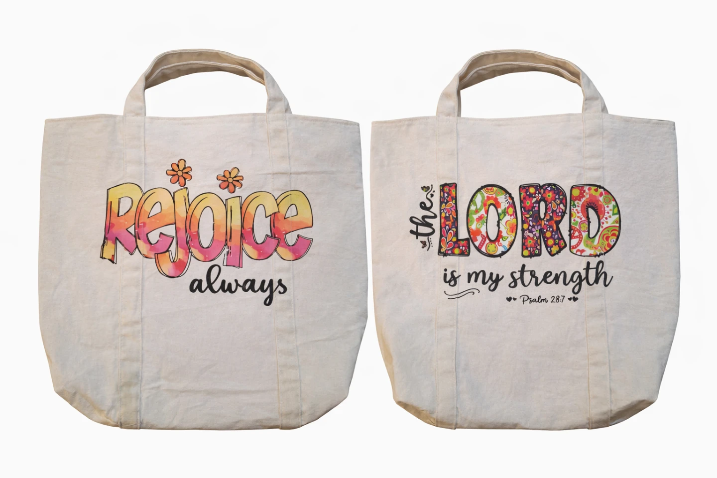 Canvas Tote Bag with Nature & Religious Prints - photo 4