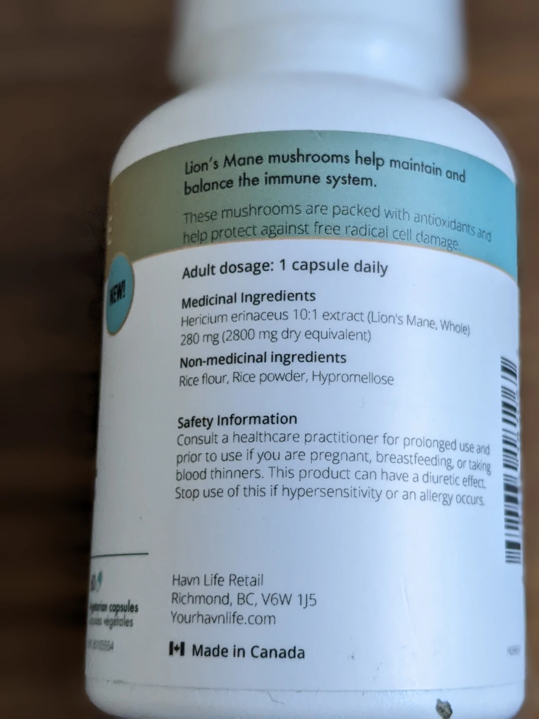 $18 ( reg. $40 w tax) HAVN LIFE Lion's Mane Veg. Capsules - photo 4