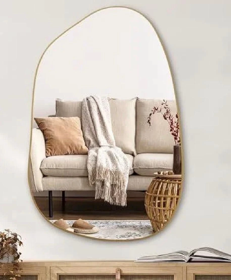 Irregular Shape Wall Mirror with Gold Frame