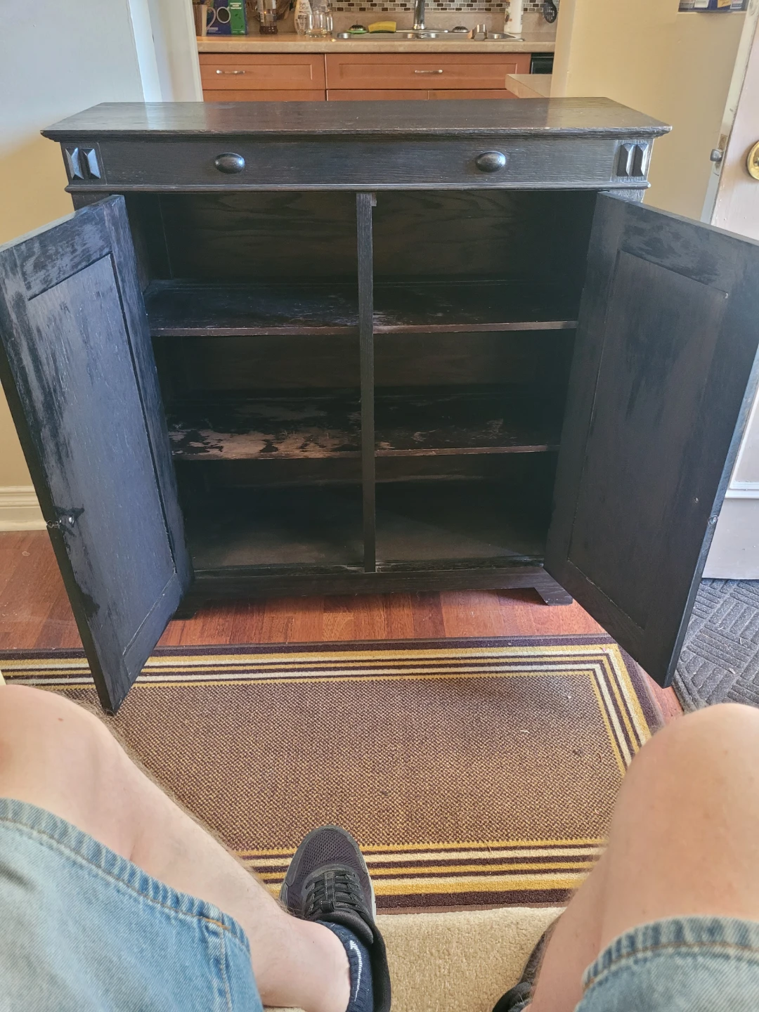 Vintage Black Wooden Cabinet - photo 2