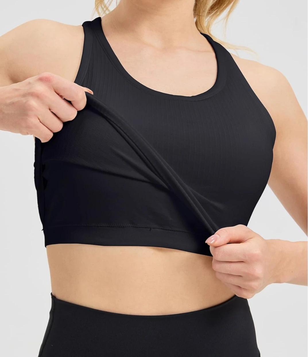 Along Fit Black Seamless Ribbed Longline Sports Bra - photo 4