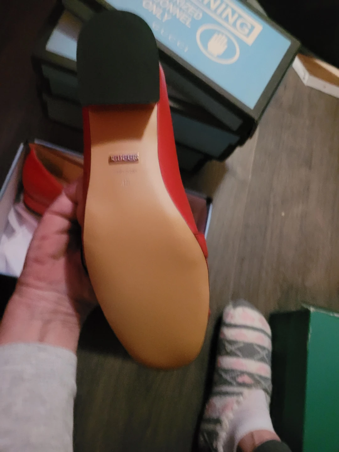 Gucci Red Leather Loafers with GG Detail - photo 2