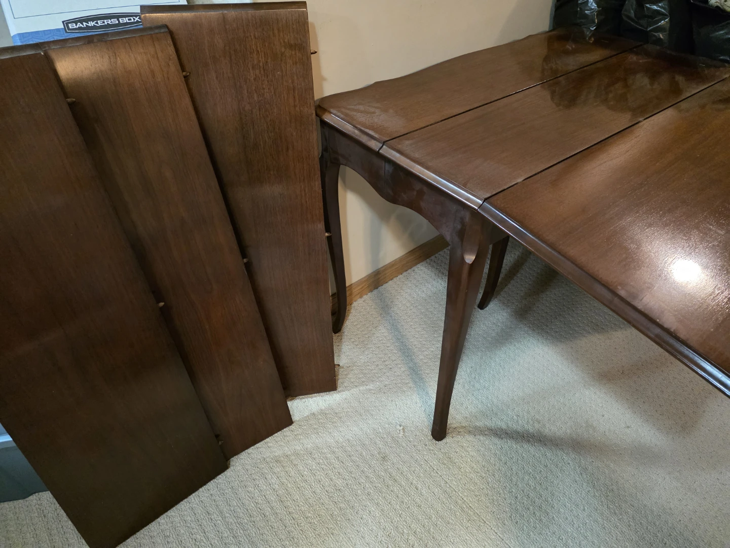 Wooden Dining Table with Extension Leaves