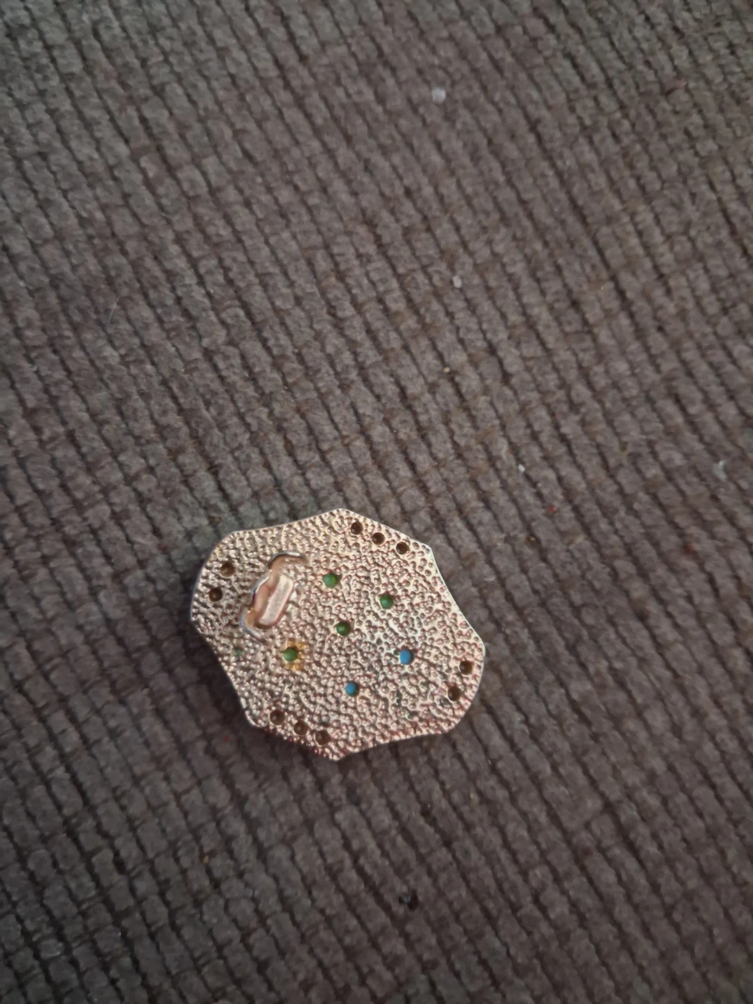 Oval Blue Stone Brooch with Rhinestones - photo 2