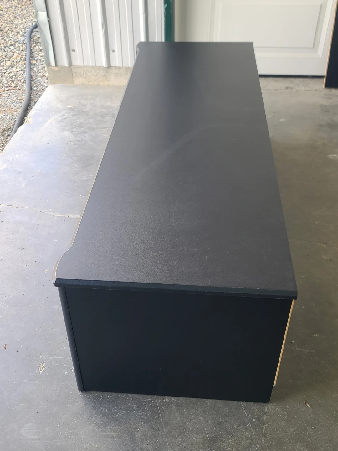 Black Media Console with Shelves and Glass Doors - photo 4