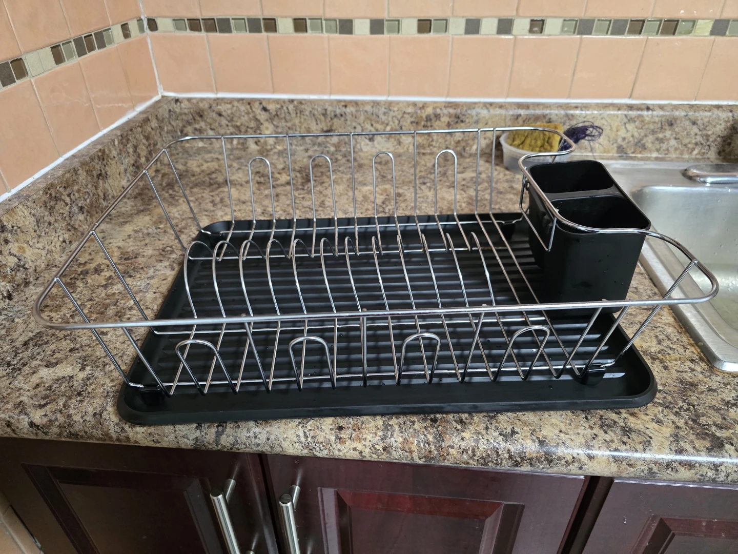Metal  Dish Drying Rack with Utensil Holder - photo 2