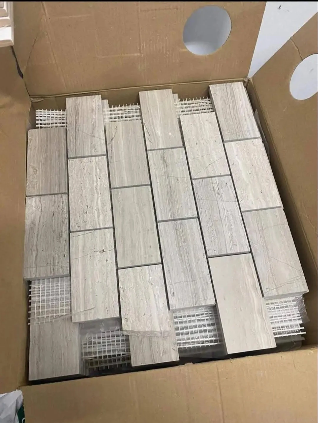 Light Woodgrain Marble Mosaic Tiles 2X4