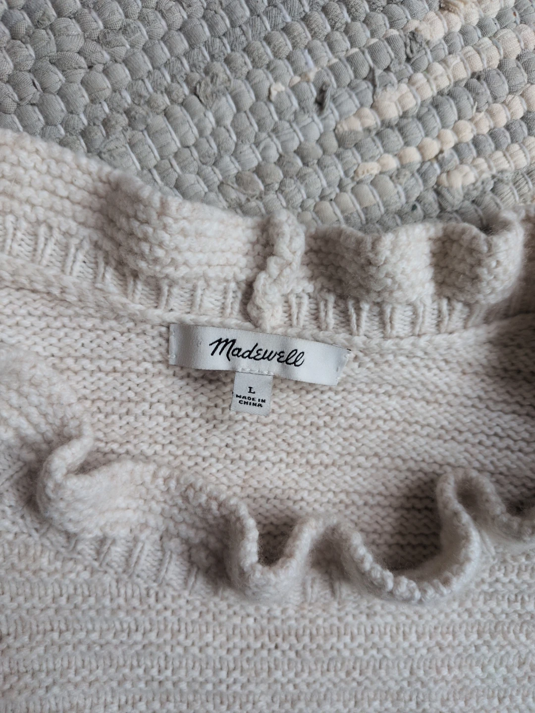 Madewell Women's Cream Ruffled Knit Sweater - Size L - photo 2