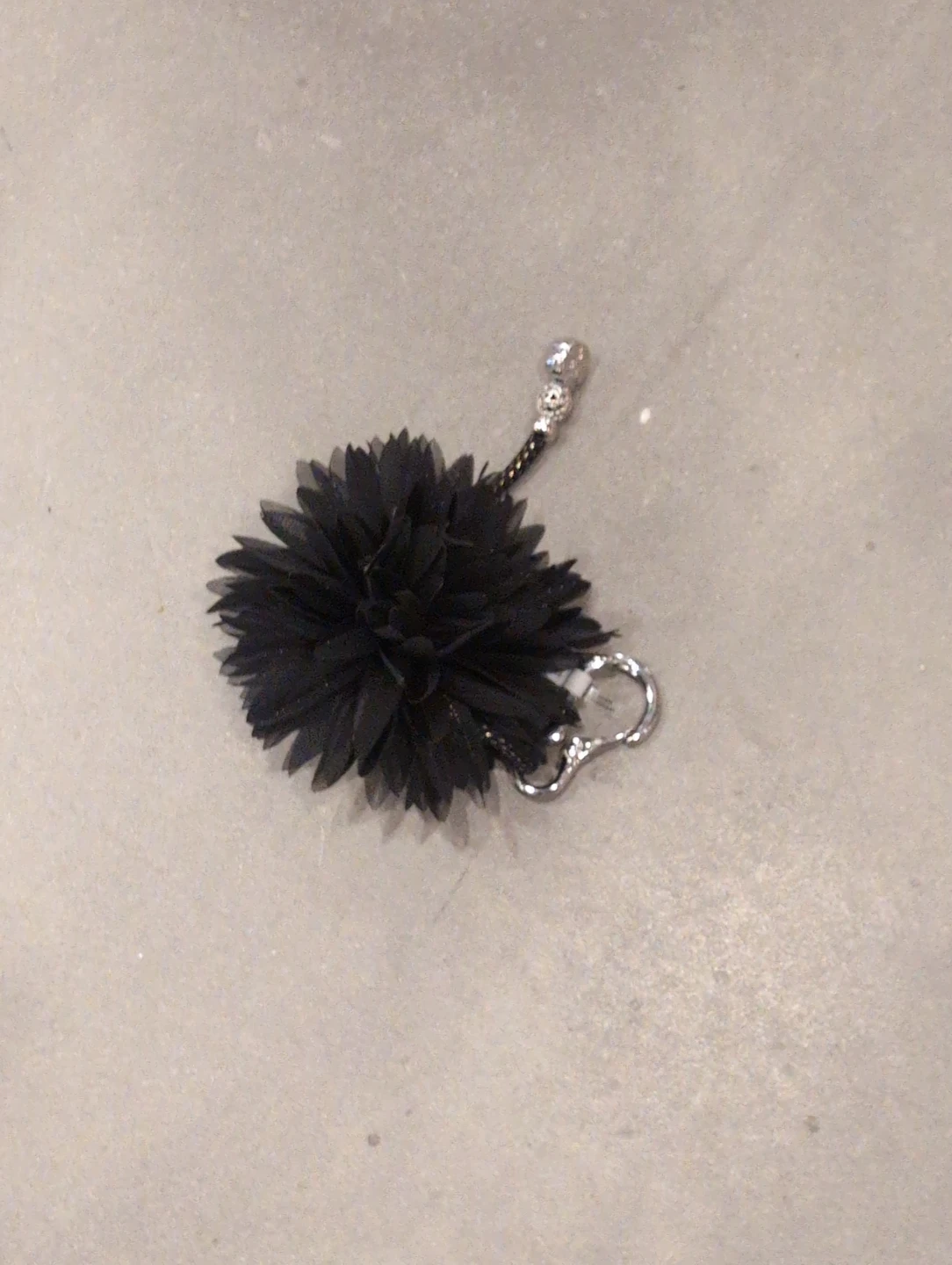 Black Floral Charm with Silver Accents
