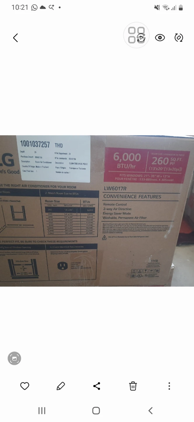 LG LW6017R 6,000 BTU Window Air Conditioner