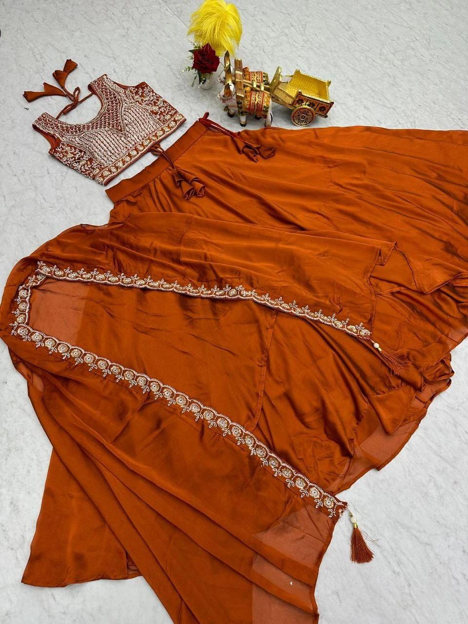 Embroidered Lehenga Choli Orange