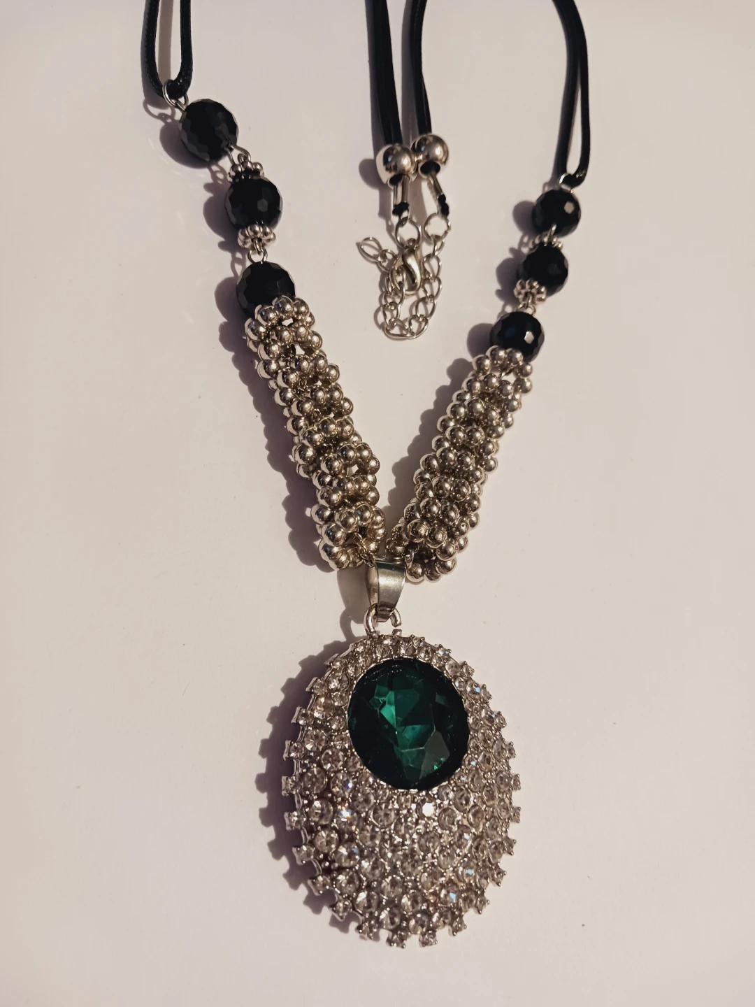 New !! Silver & Green Gemstone Pendant Necklace - photo 4