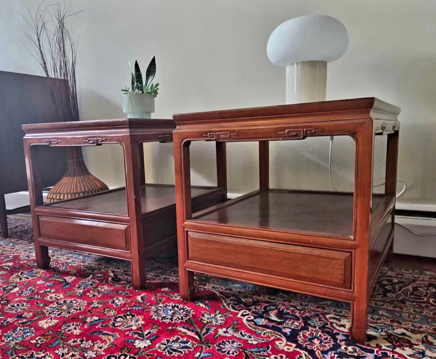 Pair Of Rosewood End Tables With Marble Tops (Price For Both) - photo 5